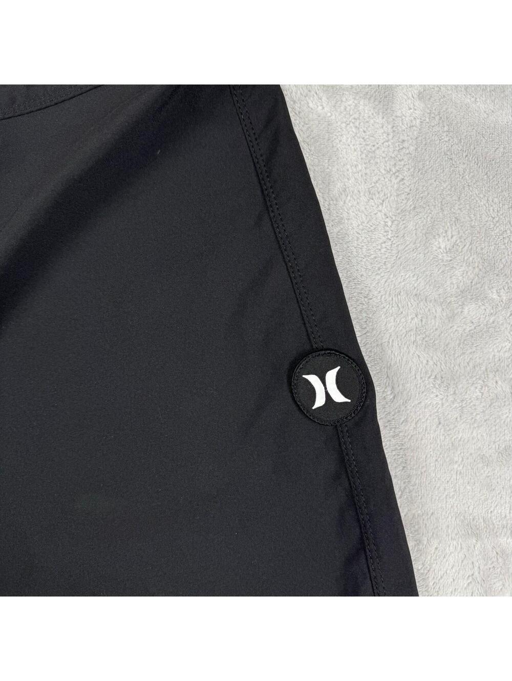 Hurley Phantom Black Board Shorts White Stripe Surf Swim Size 38 Unlined Coastal - Picture 8 of 8